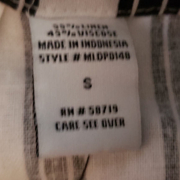 Black & White Wide Leg Linen Pants - Picture 4 of 5